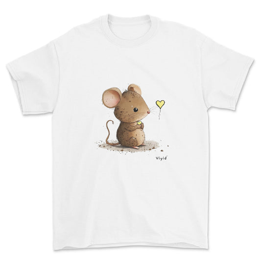 mouse with yellow heart adult t-shirt white