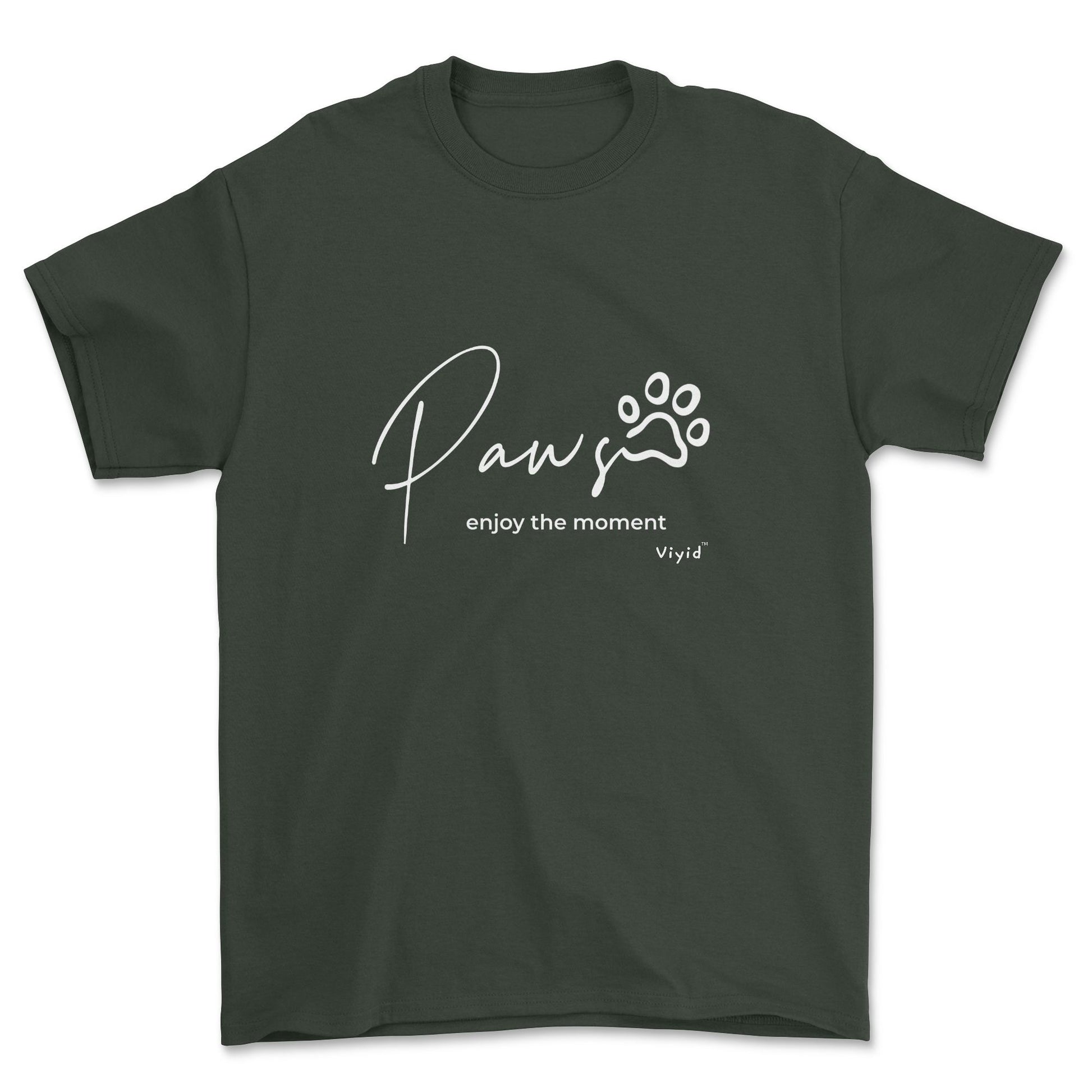 paws enjoy the moment adult t-shirt forest green