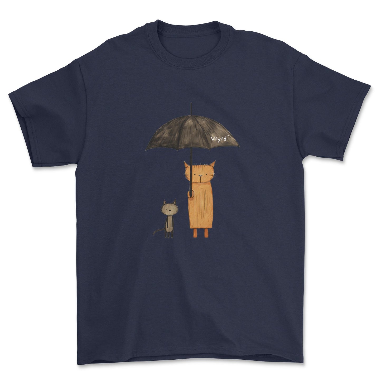 abstract cats with umbrella youth t-shirt navy