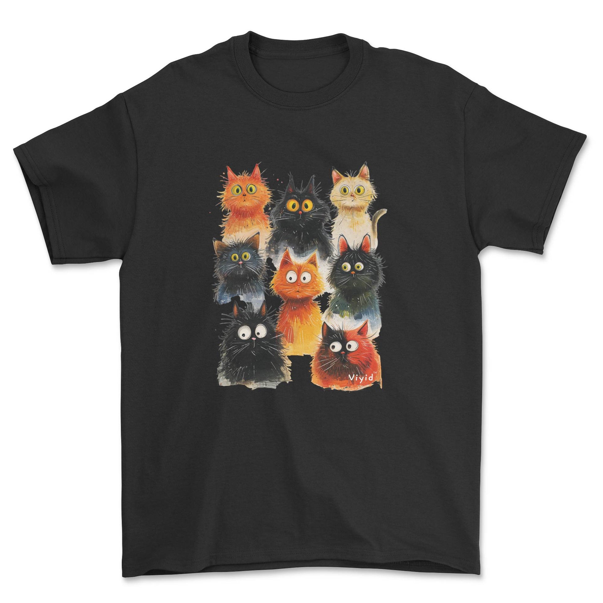 funky cats adult t-shirt black