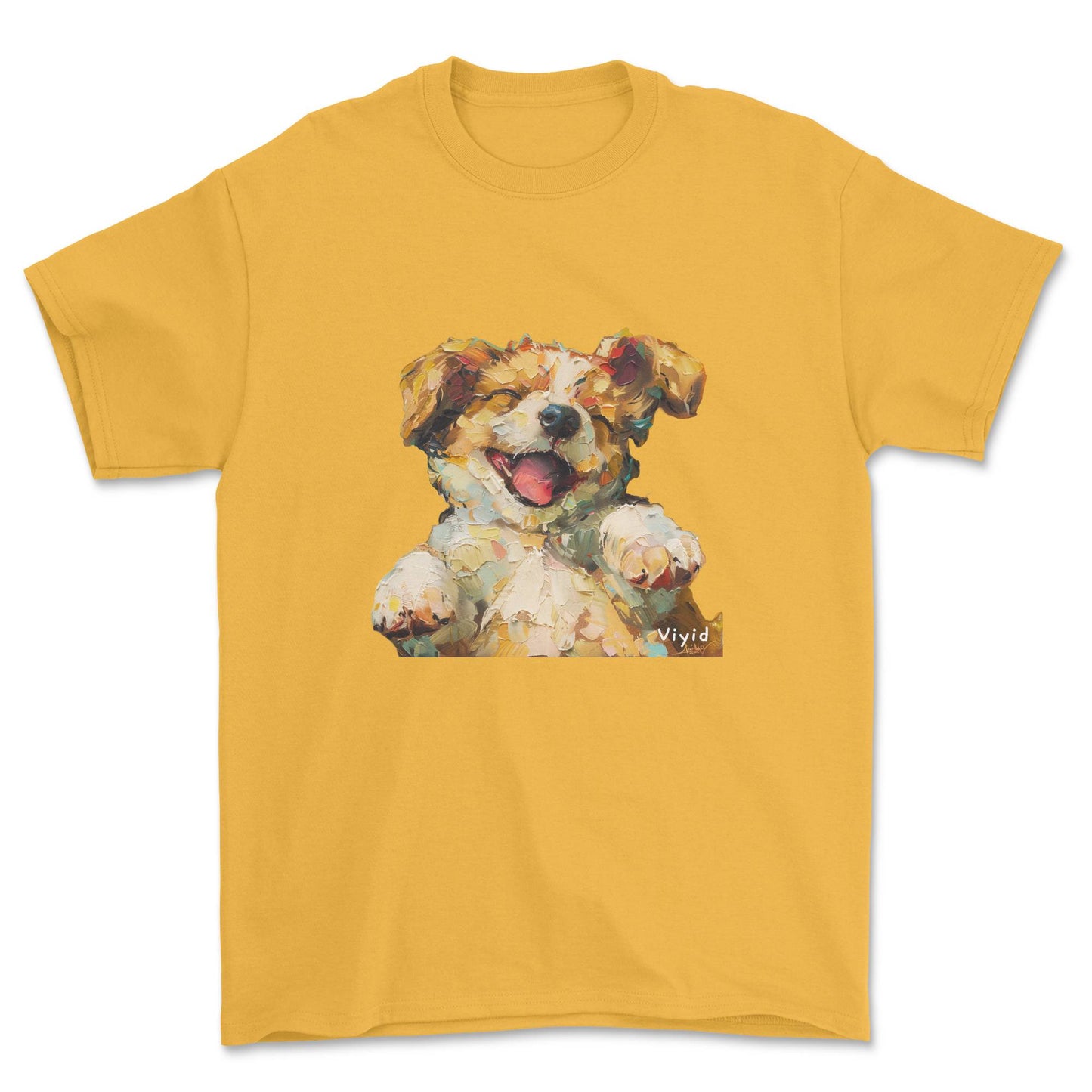 oil painting puppy adult t-shirt gold