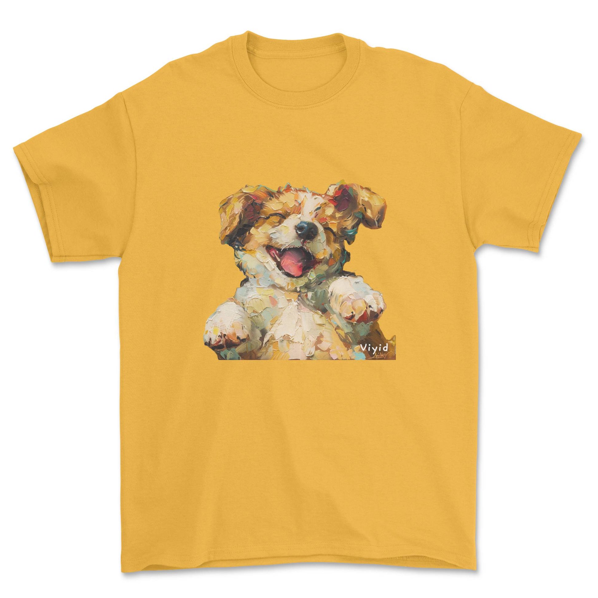 oil painting puppy adult t-shirt gold