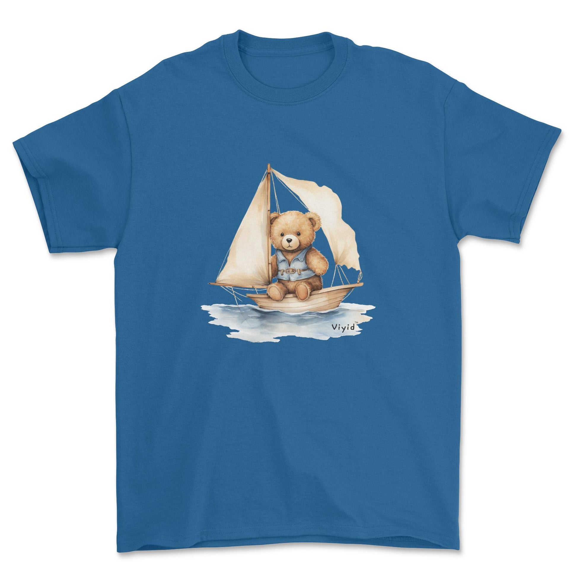 bear on boat youth t-shirt royal