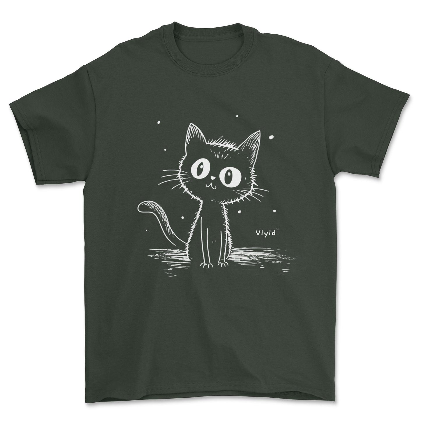 cat sketch adult t-shirt forest green