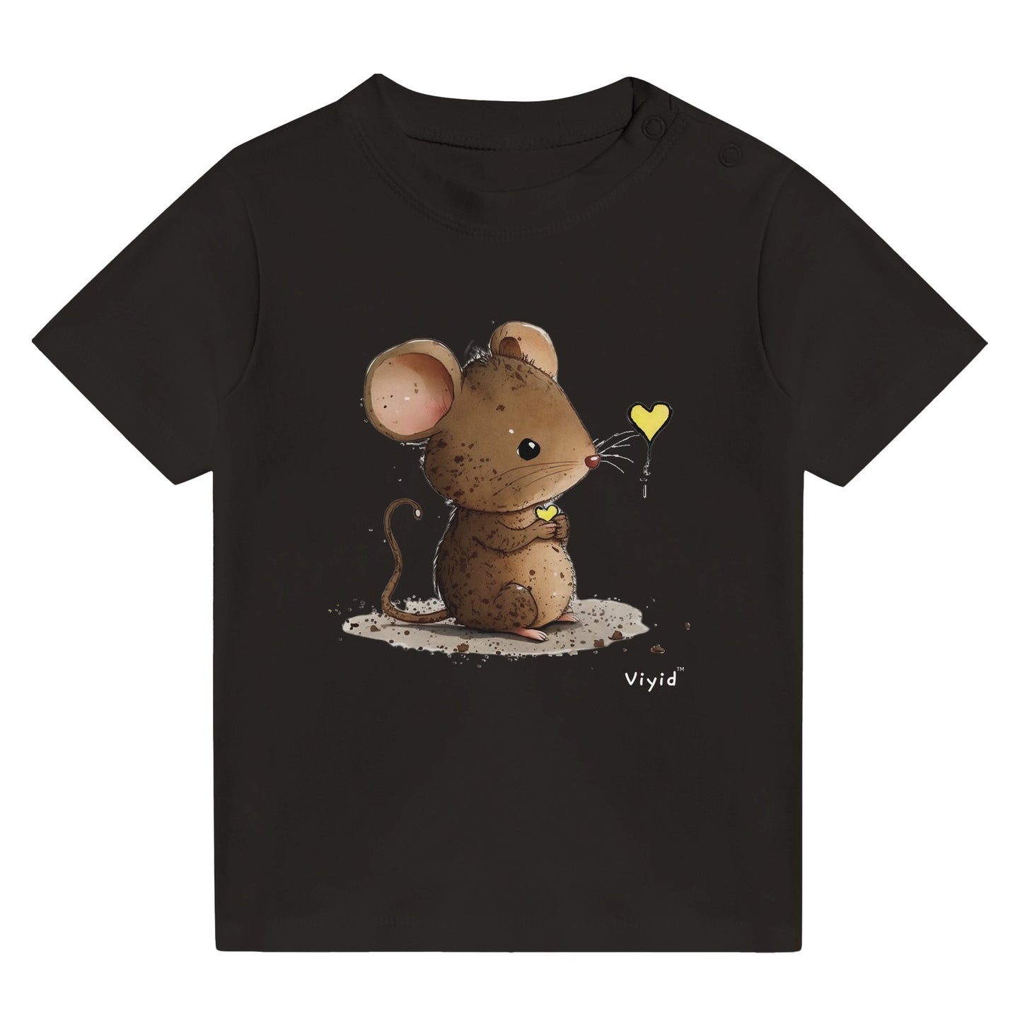 mouse with yellow heart baby t-shirt black