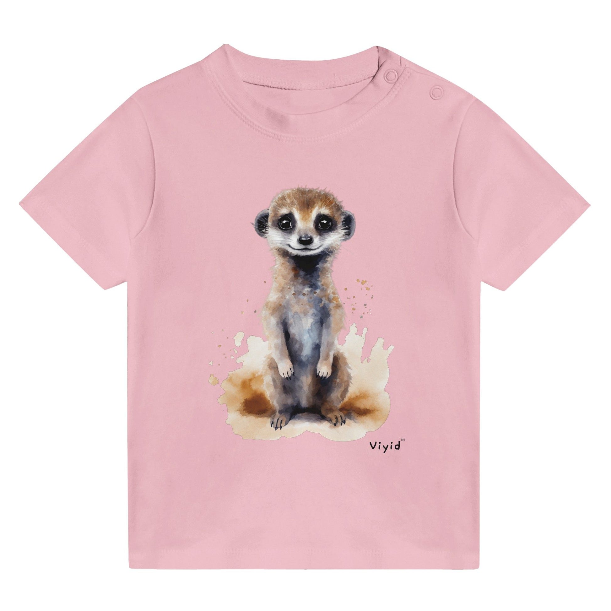 standing meerkat baby t-shirt pink