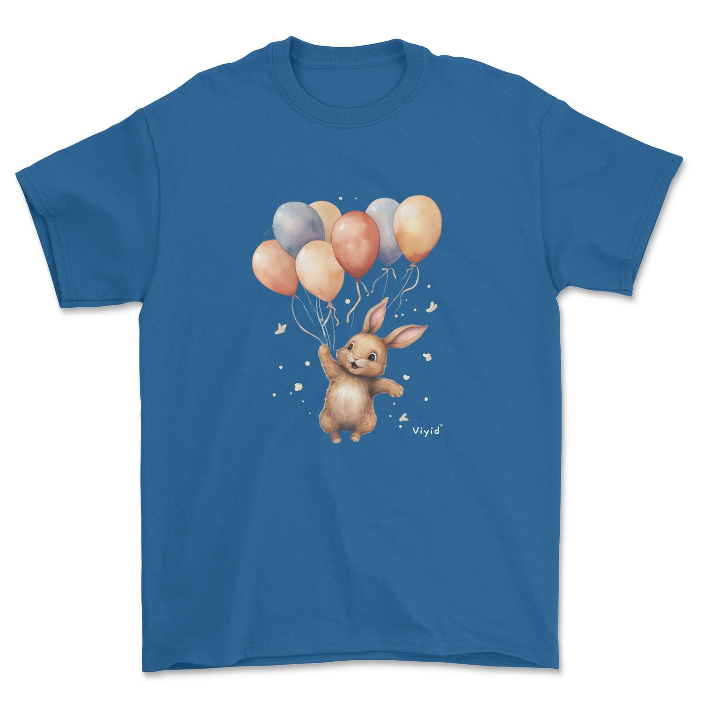 bunny with balloons youth t-shirt royal