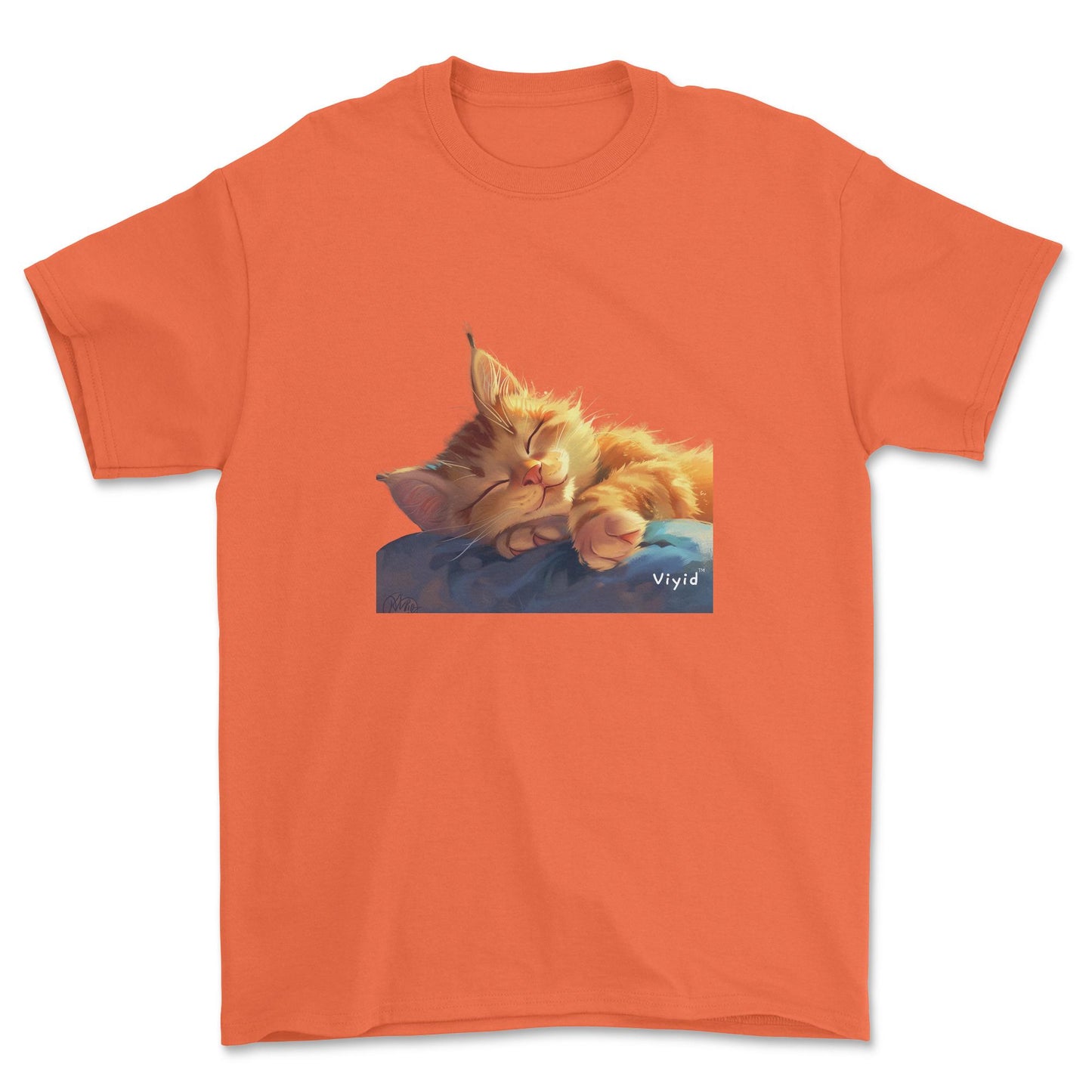 sleeping ginger cat adult t-shirt orange