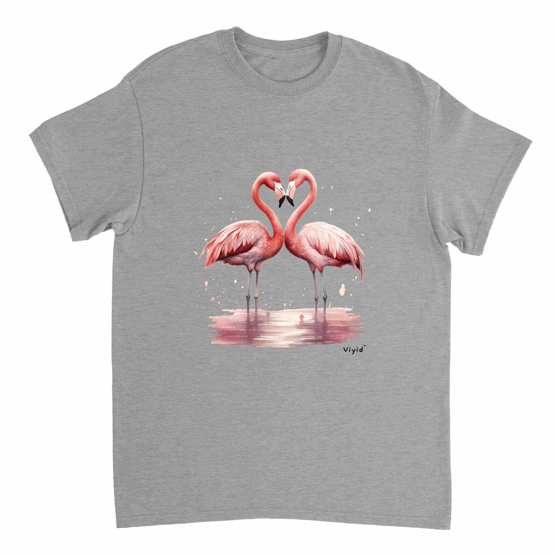 flamingo love adult t-shirt sports grey