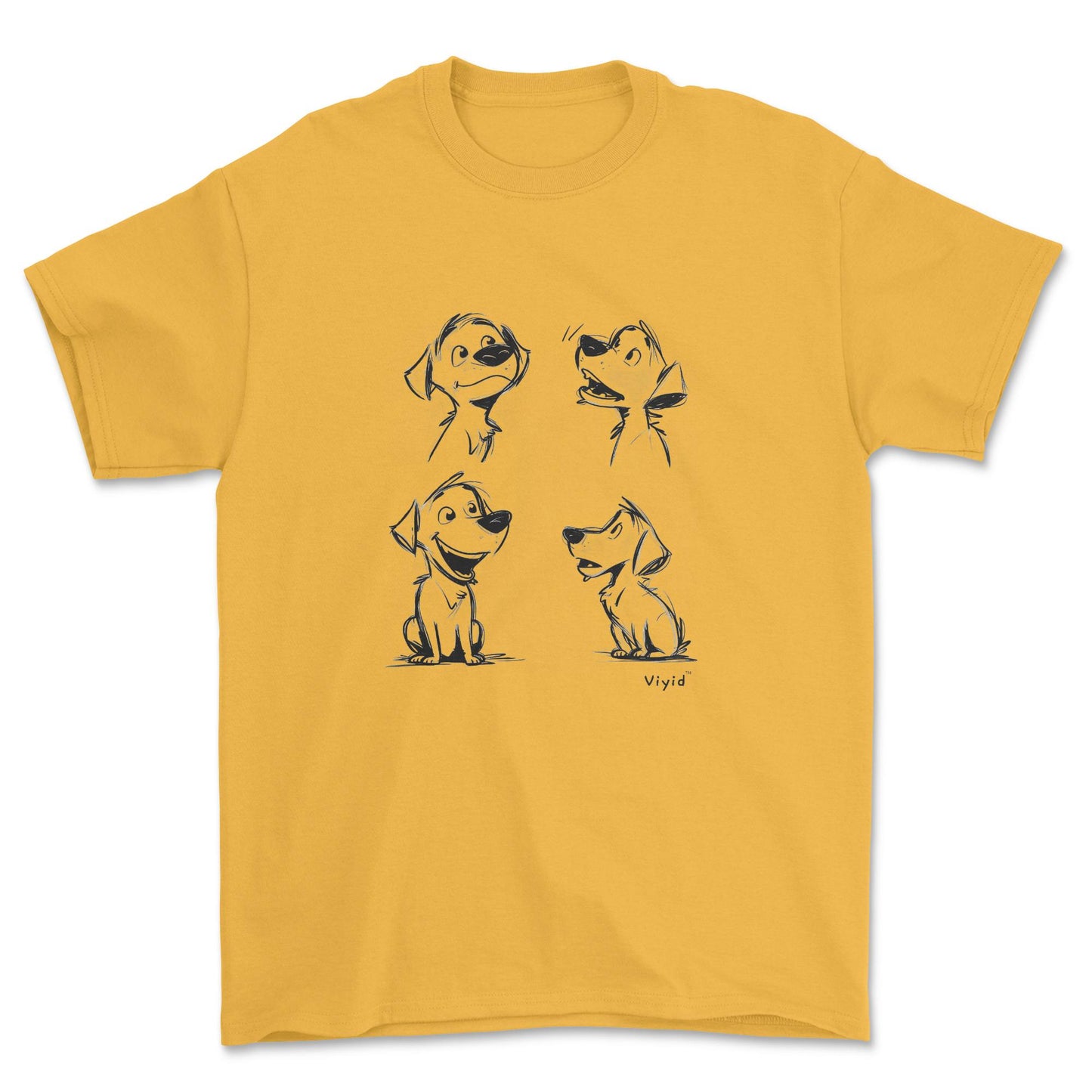 expressive puppy pencil drawing adult t-shirt gold