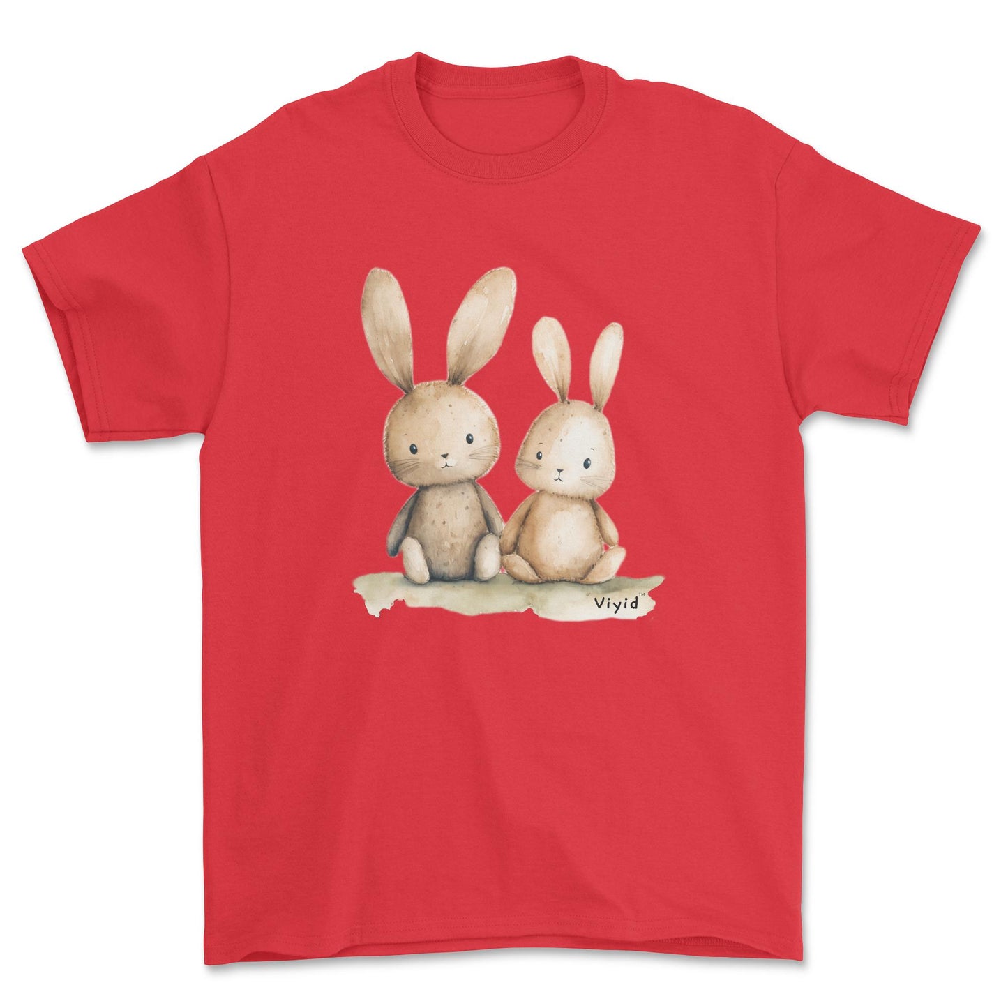 two rabbits adult t-shirt red