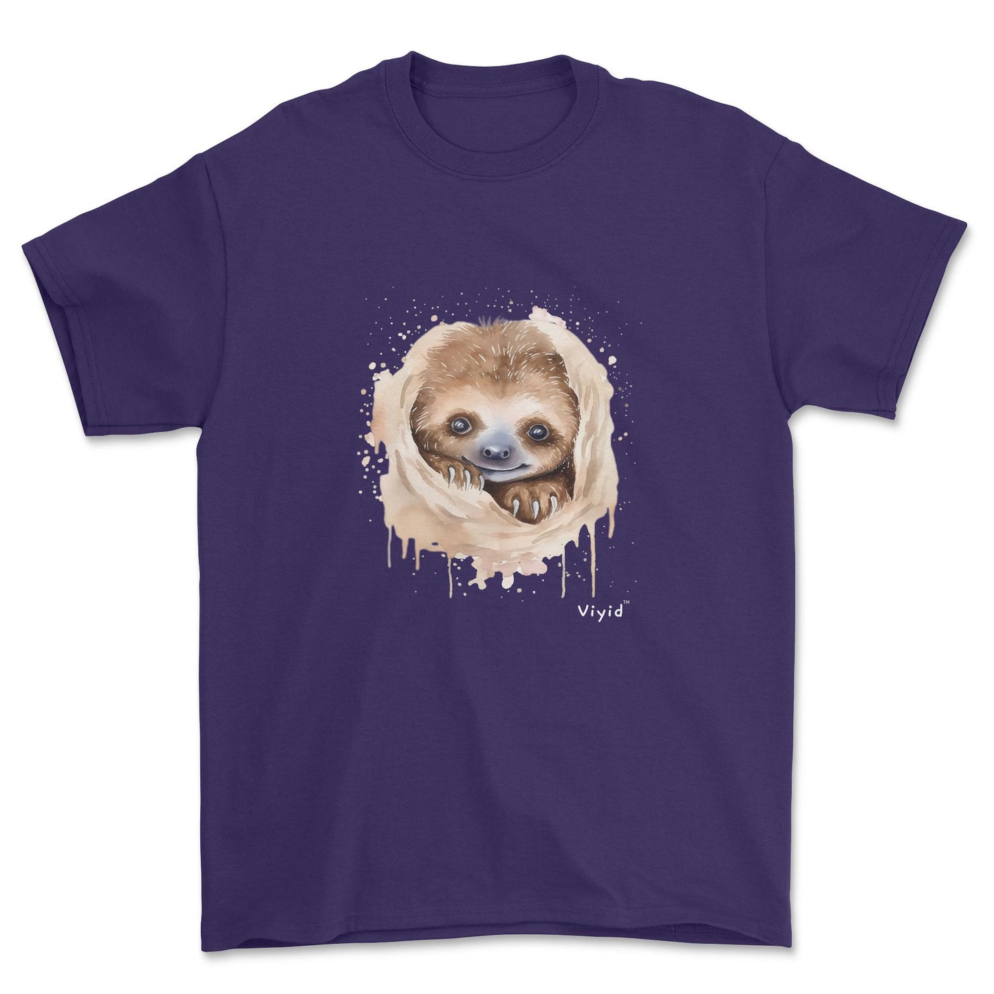 hiding sloth youth t-shirt purple