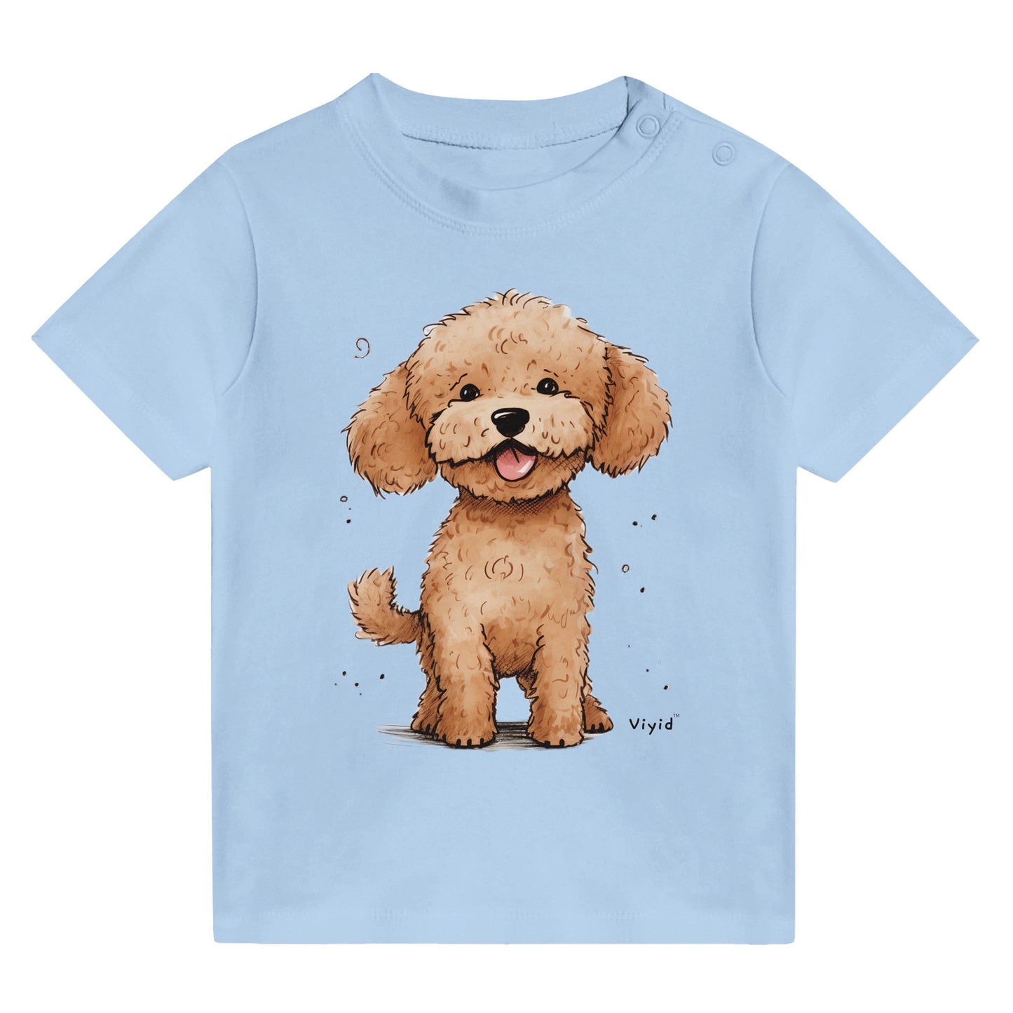 brown poodle baby t-shirt baby blue