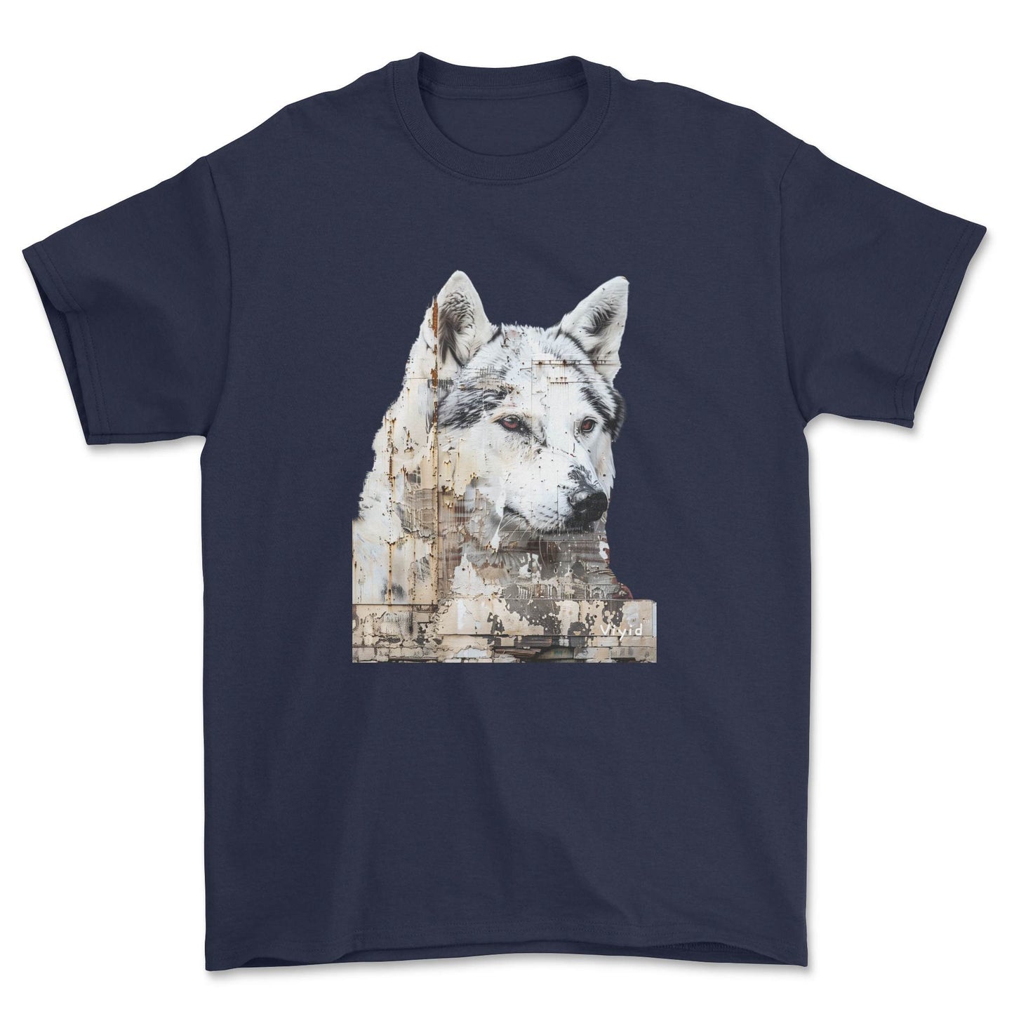 Siberian Husky adult t-shirt navy