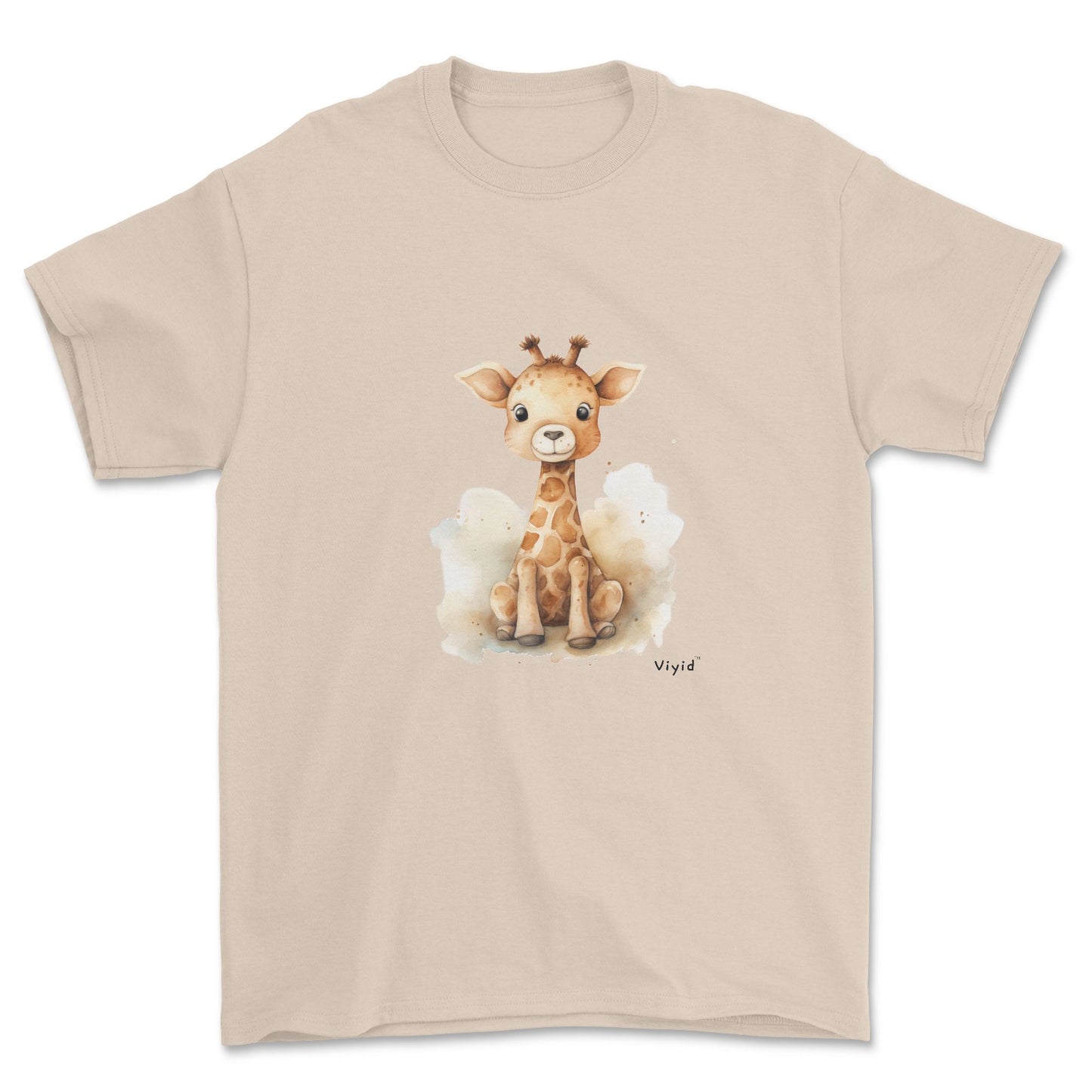 baby giraffe adult t-shirt sand