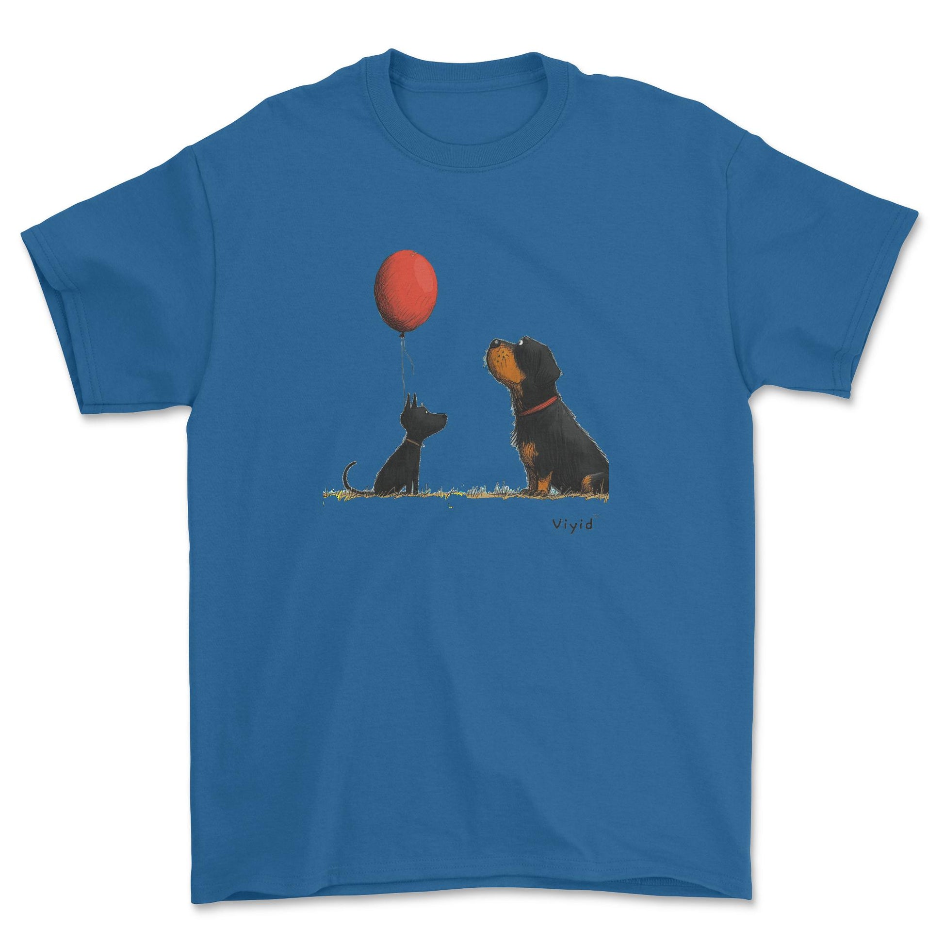 Rottweiler with balloon adult t-shirt royal
