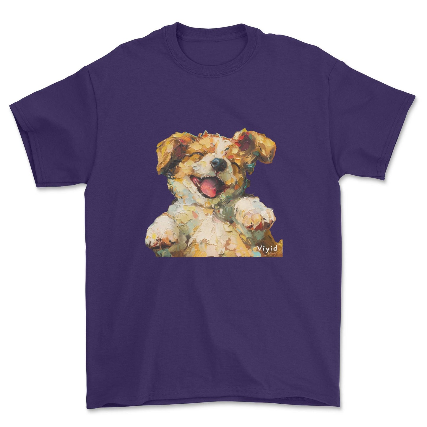 oil painting puppy youth t-shirt purple