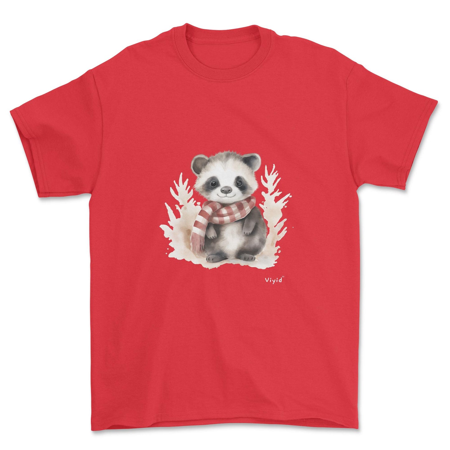 badger with scarf adult t-shirt red