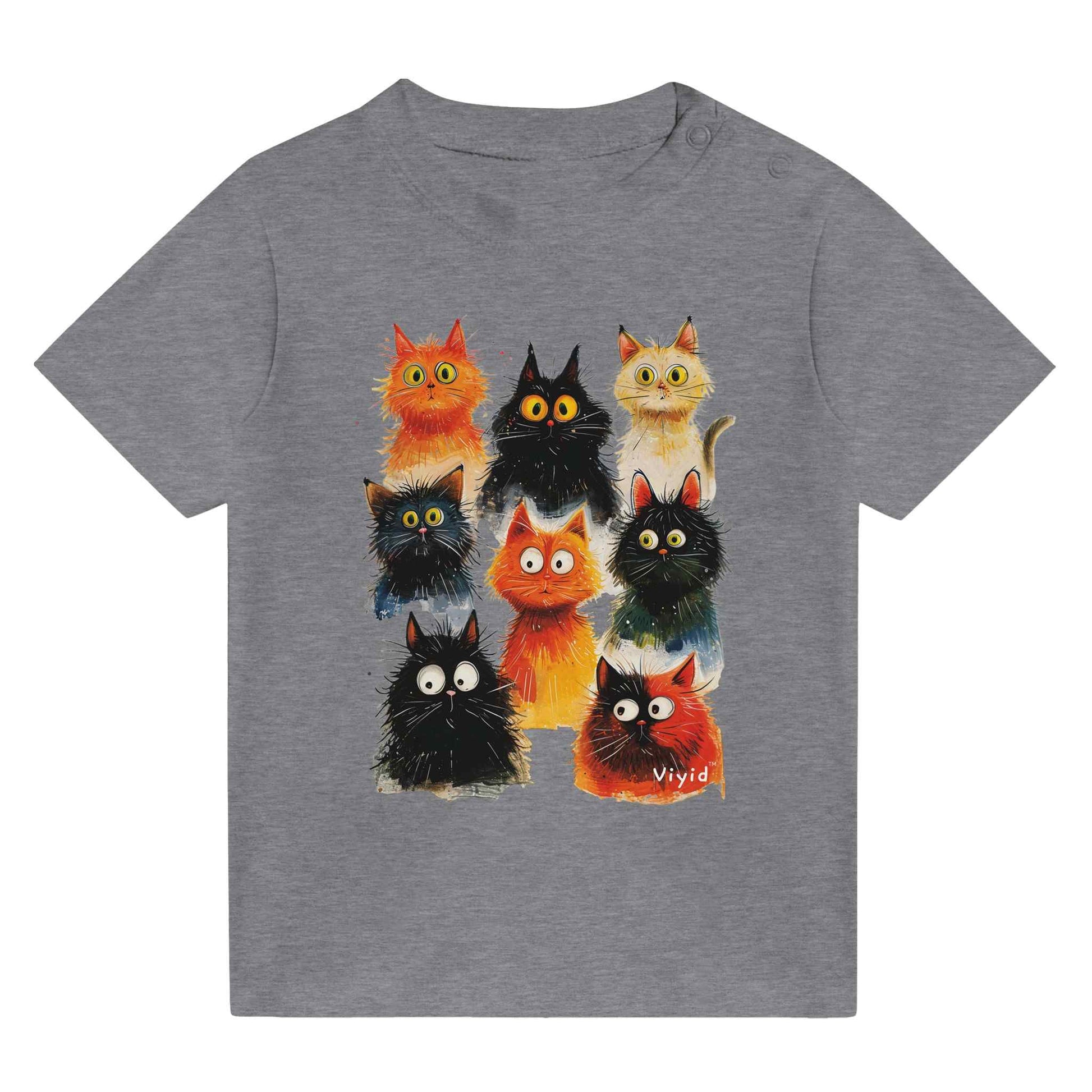 funky cats baby t-shirt heather gray