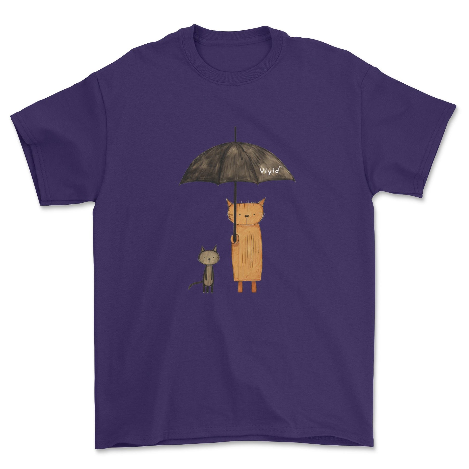 abstract cats with umbrella adult t-shirt purple