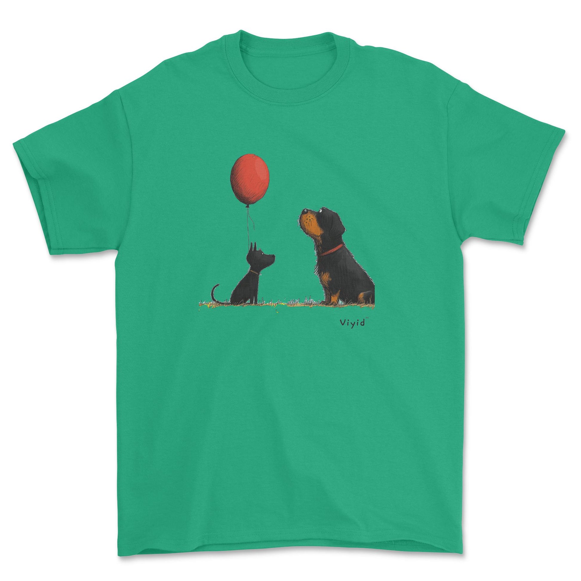 Rottweiler with balloon youth t-shirt irish green