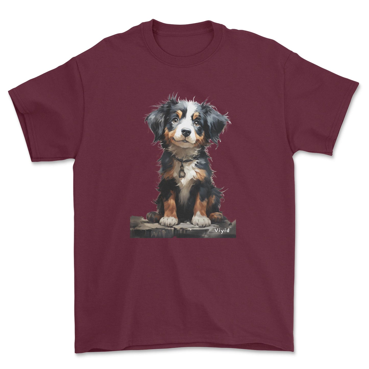 baby Bernese Mountain Dog adult t-shirt maroon
