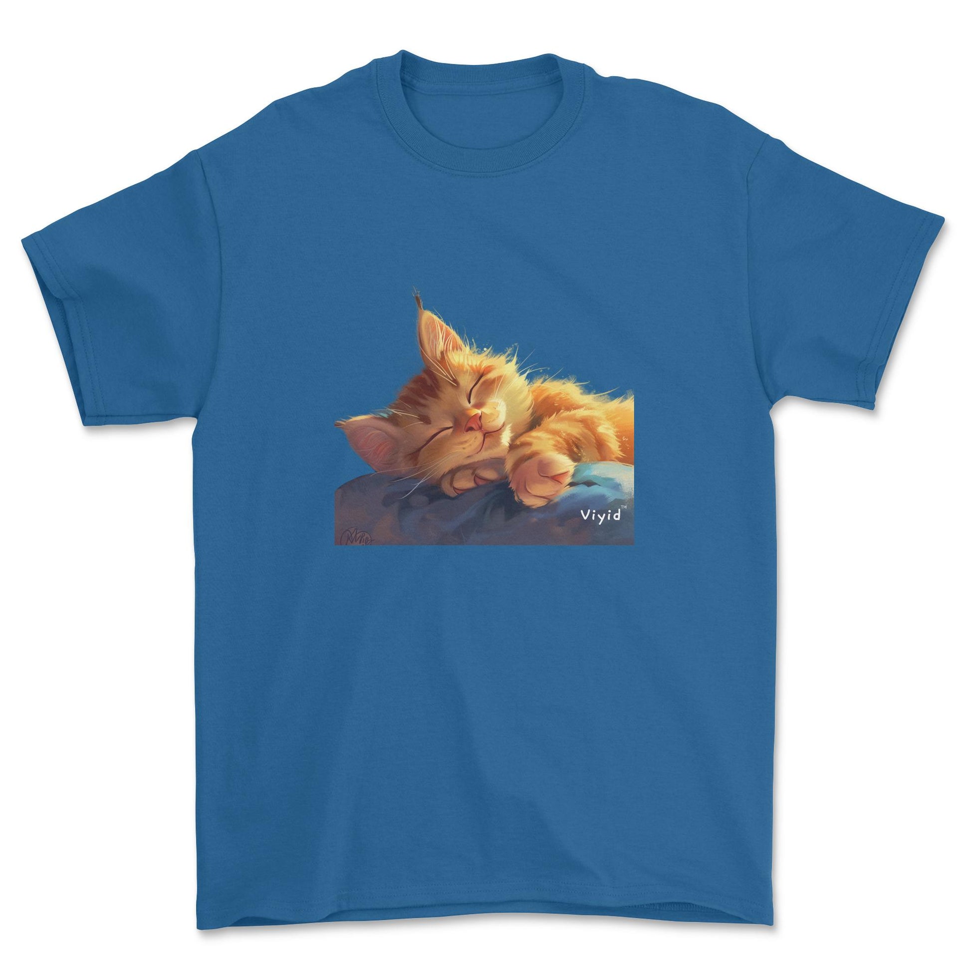 sleeping ginger cat adult t-shirt royal