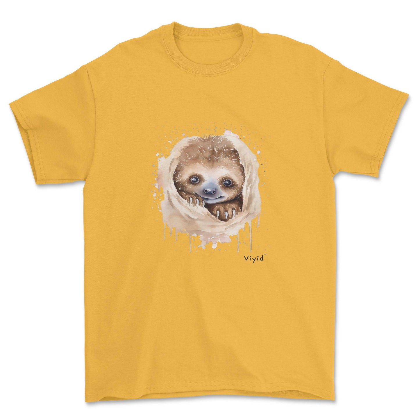 hiding sloth adult t-shirt gold