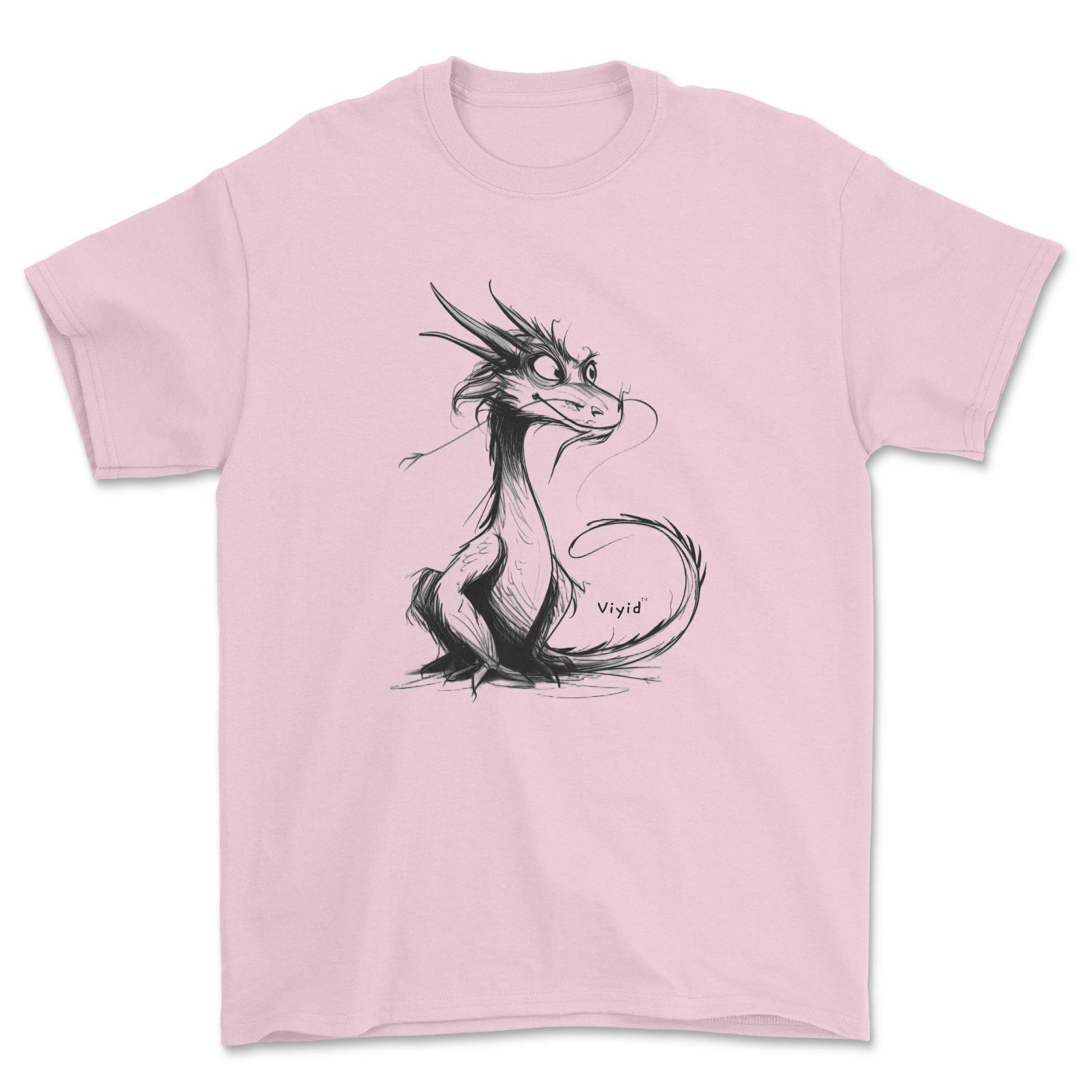 2024 year of dragon pencil drawing youth t-shirt light pink