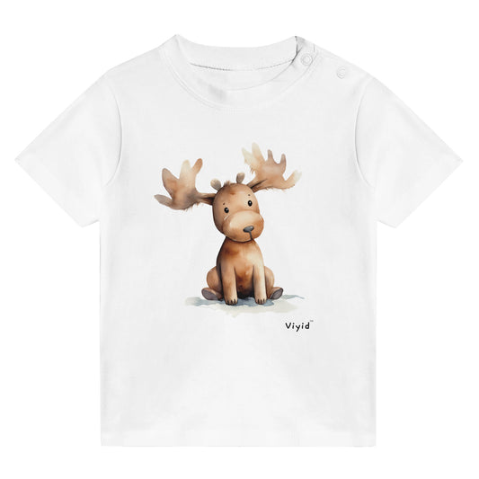 brown moose baby t-shirt white