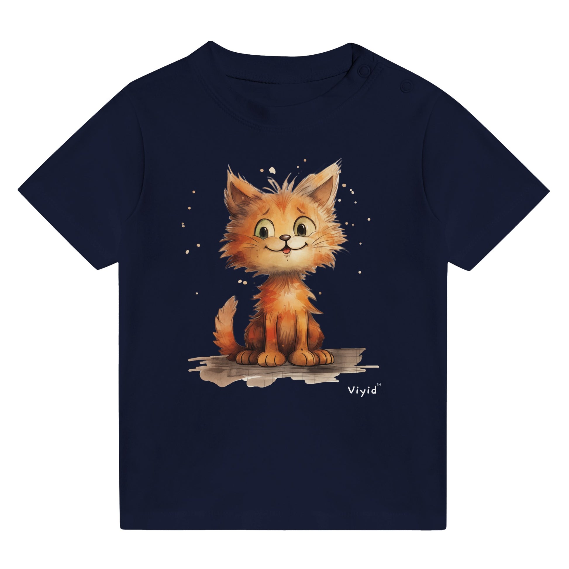 orange persian cat baby t-shirt navy