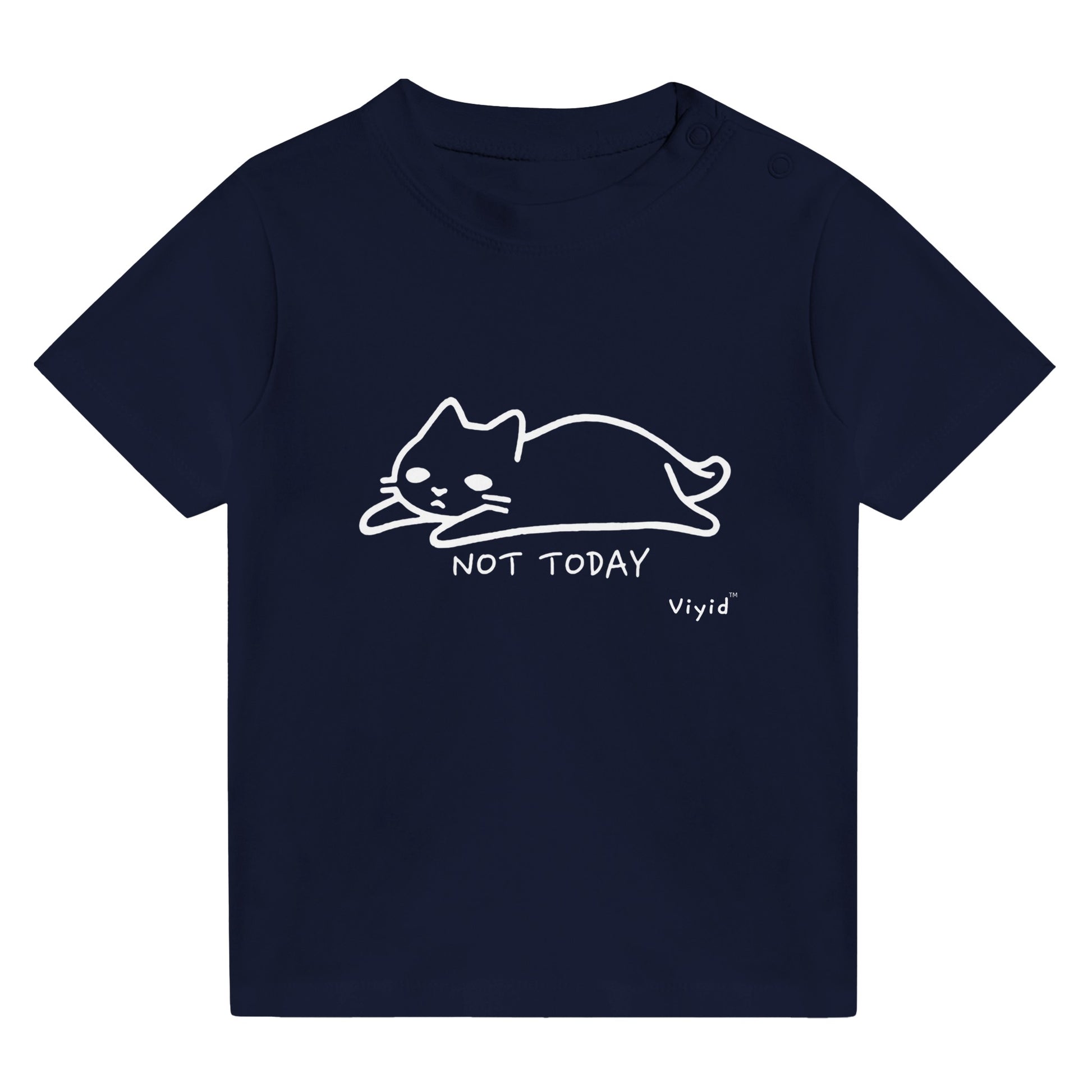 cat doodle not today baby t-shirt navy