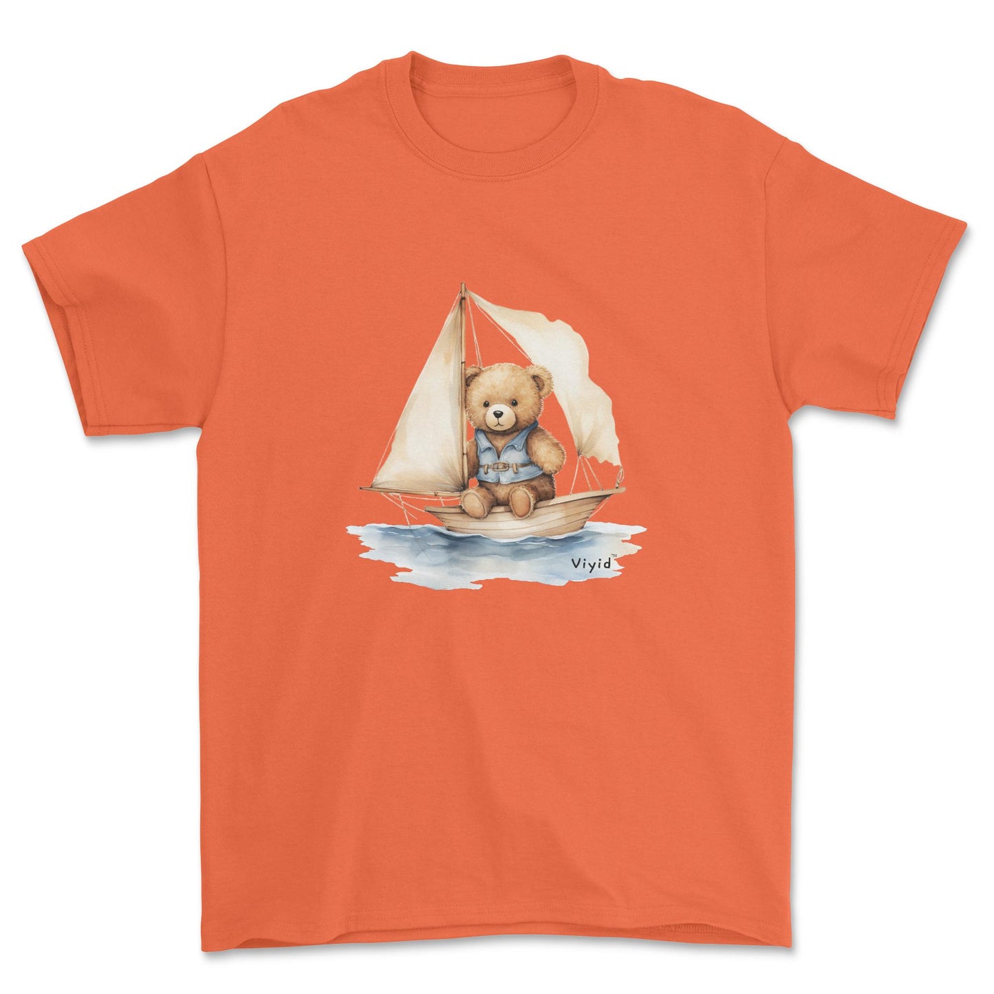 bear on boat adult t-shirt orange