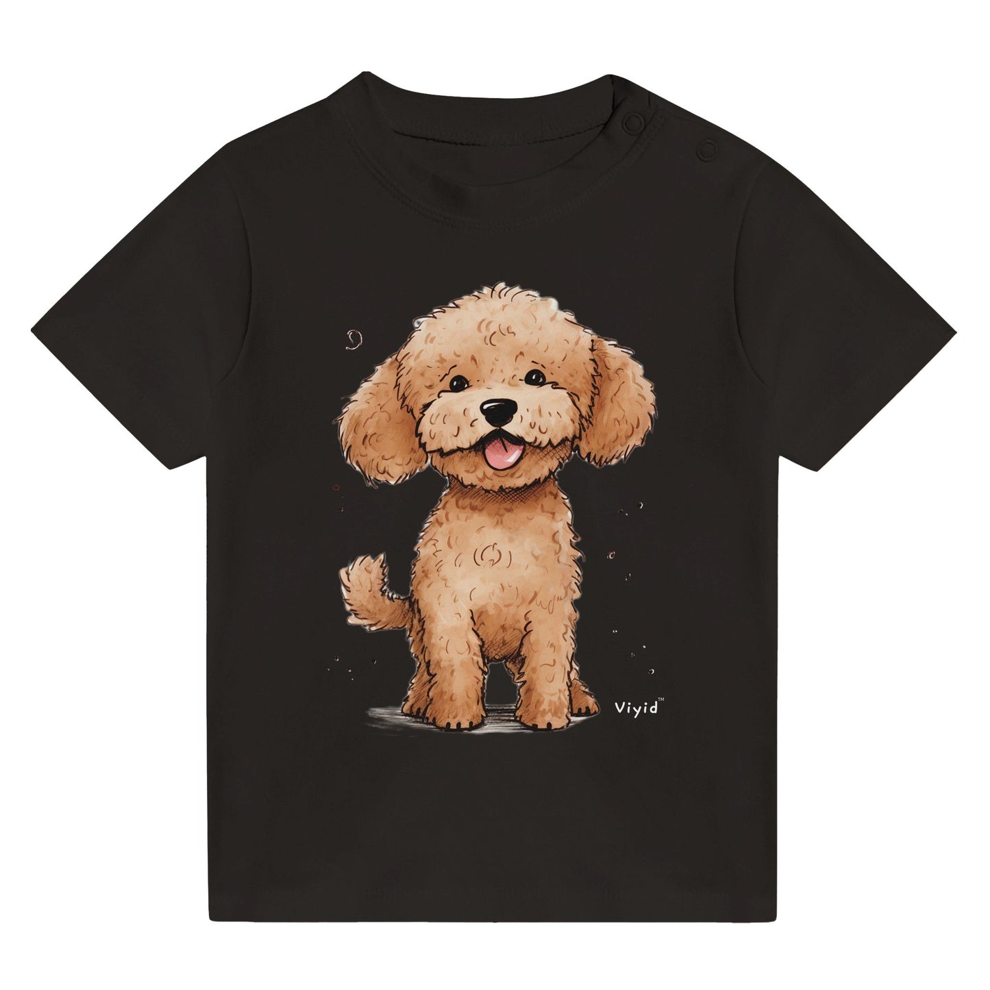 brown poodle baby t-shirt black