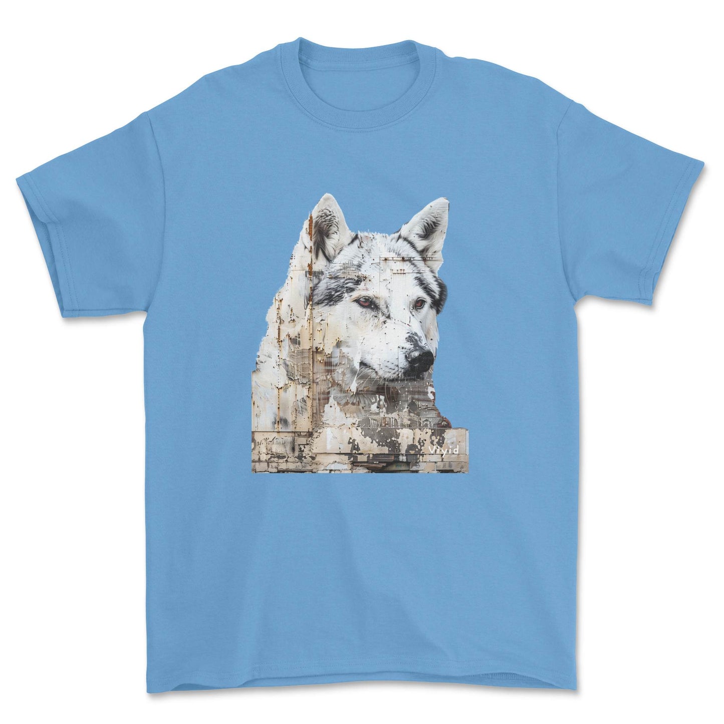 Siberian Husky adult t-shirt carolina blue