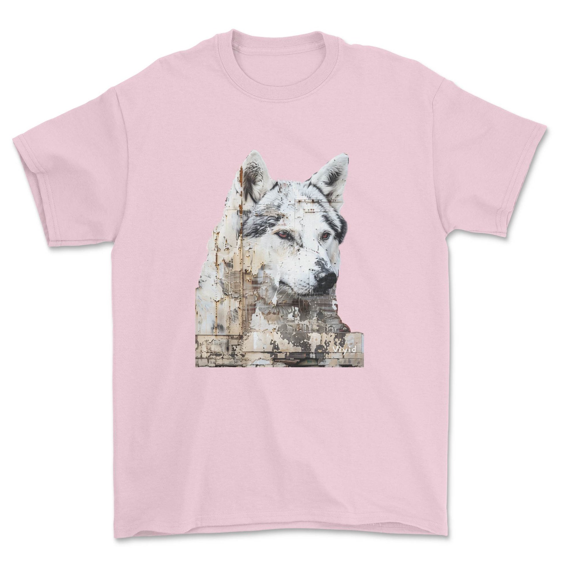 Siberian Husky adult t-shirt light pink
