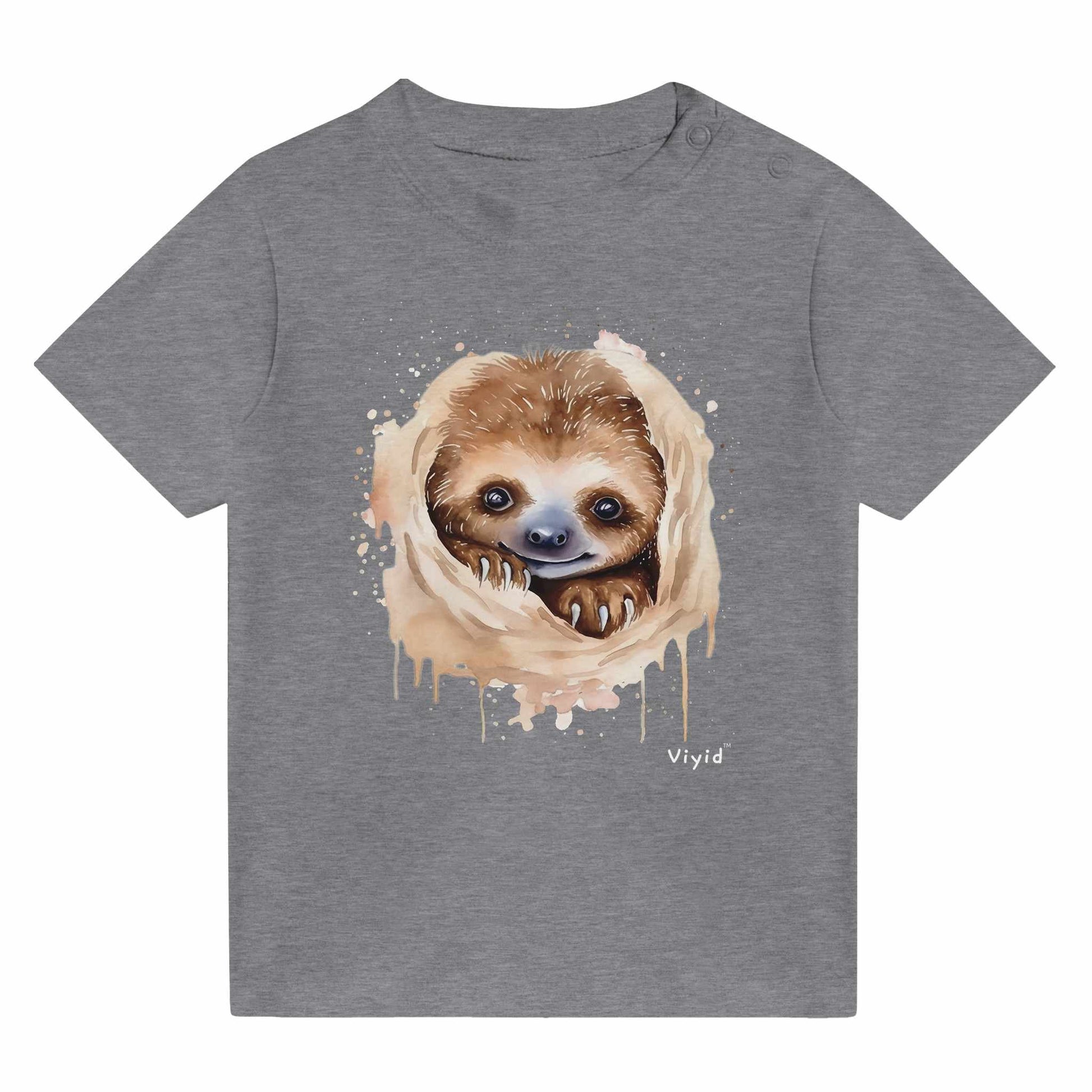 hiding sloth baby t-shirt heather gray