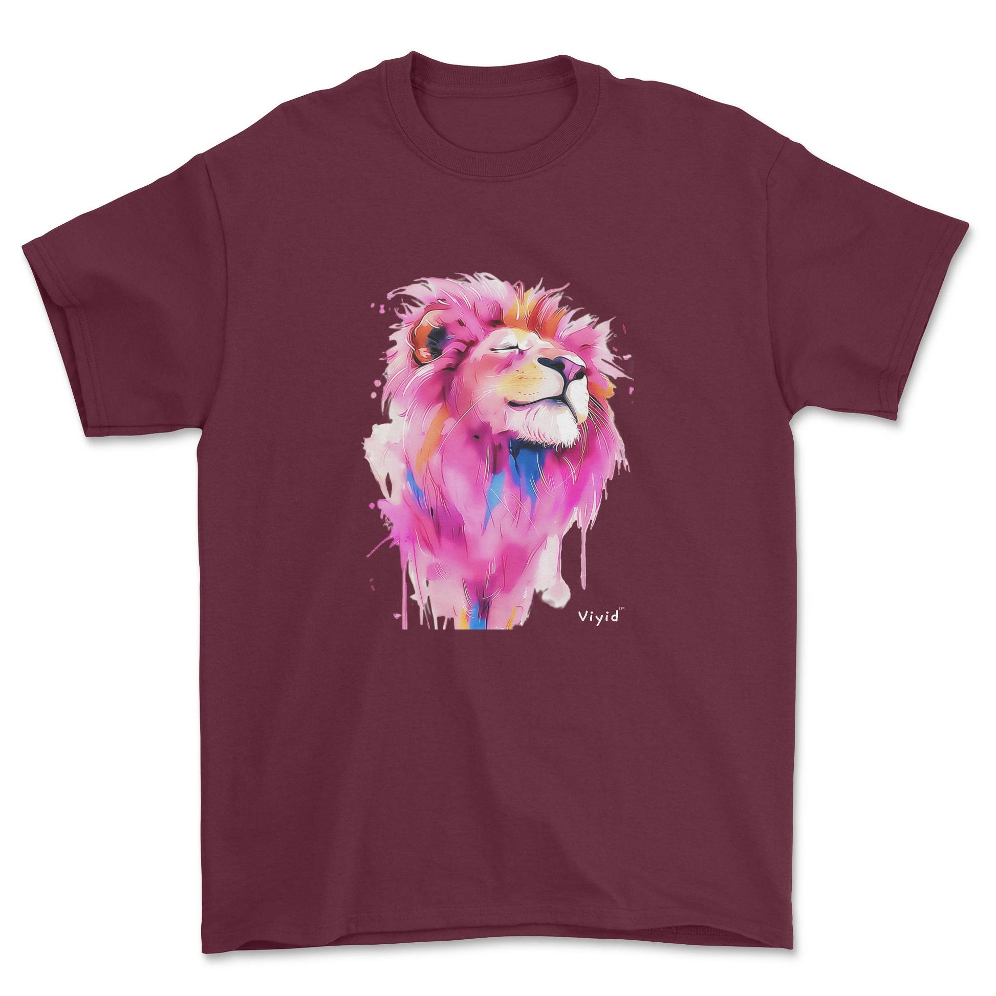 pink mane lion youth t-shirt maroon