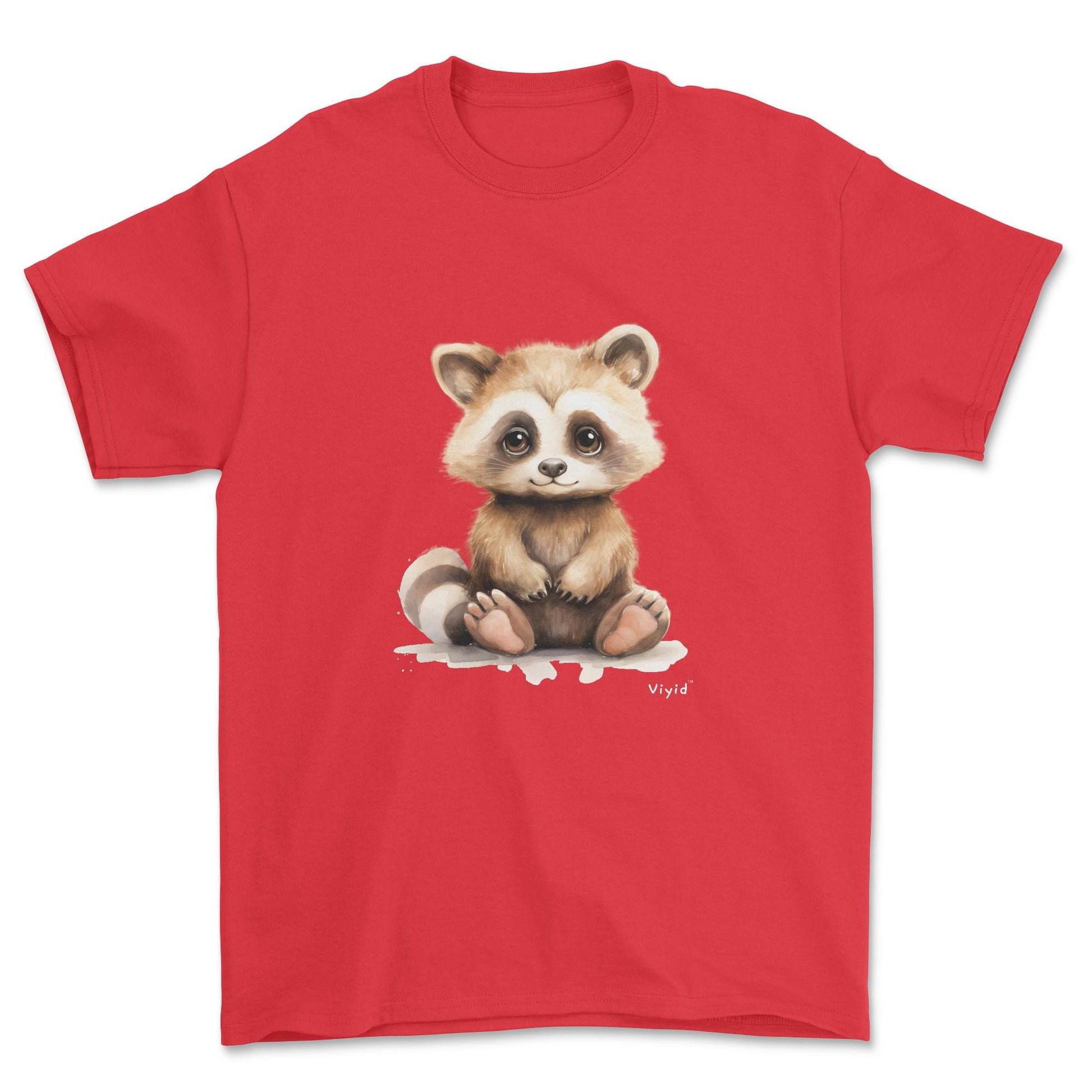 fluffy raccoon adult t-shirt red