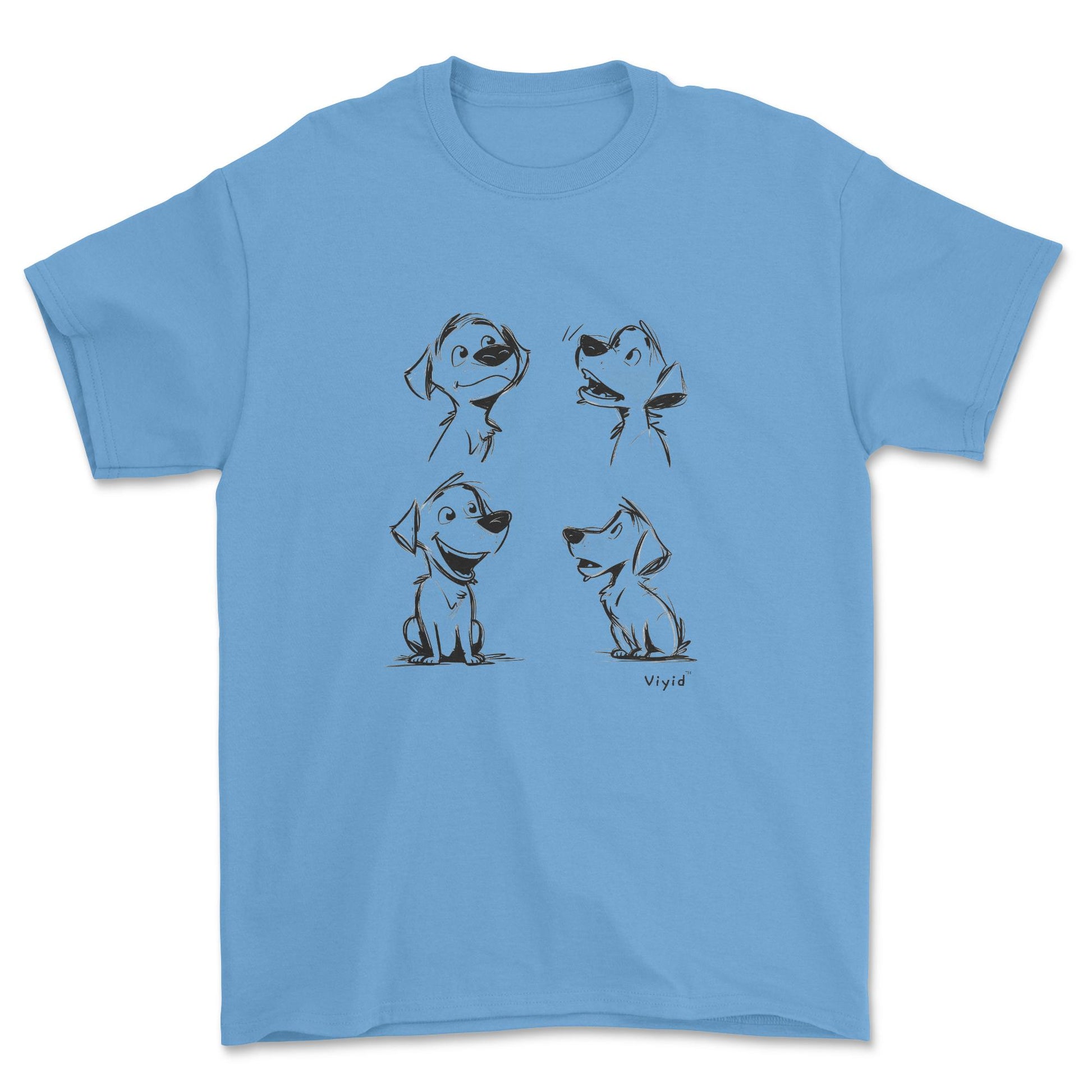 expressive puppy pencil drawing youth t-shirt carolina blue