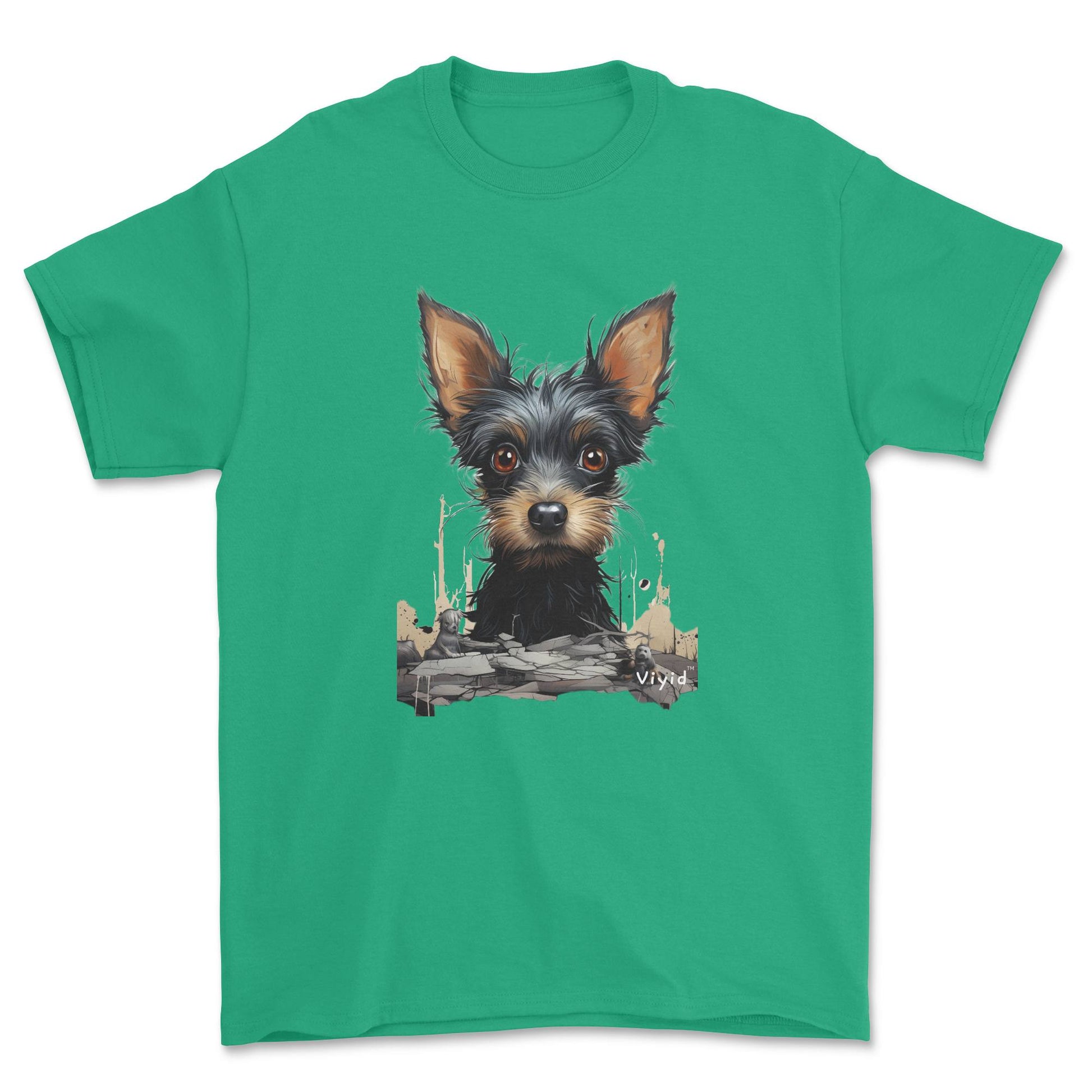 black Yorkshire Terrier drawing youth t-shirt irish green