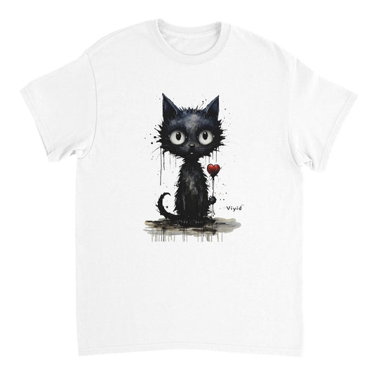 expressionism black cat adult t-shirt white