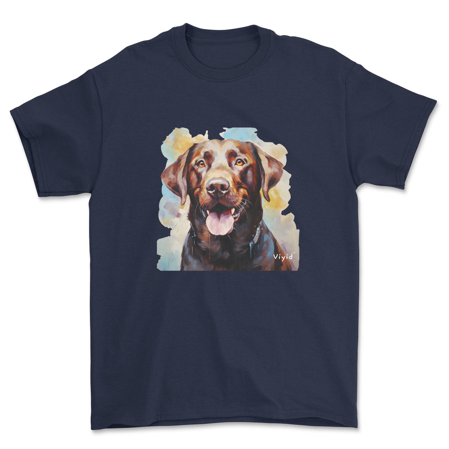 chocolate Labrador Retriever youth t-shirt navy