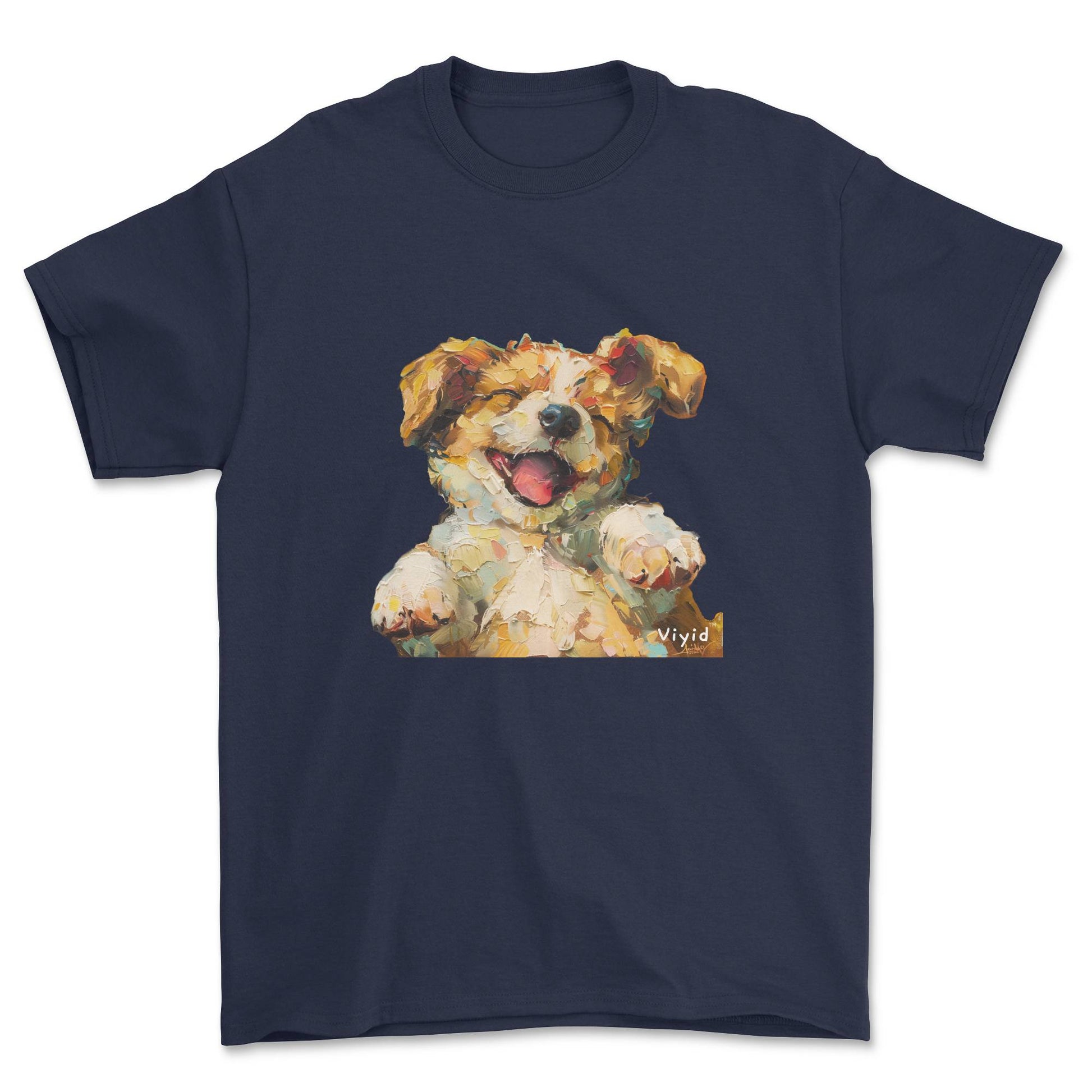 oil painting puppy adult t-shirt navy
