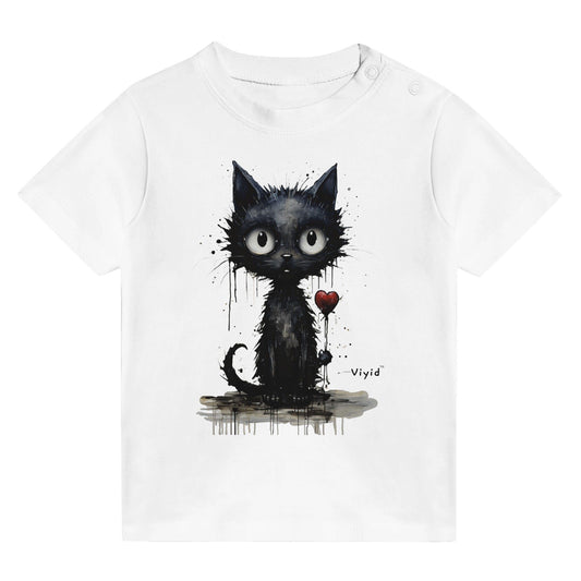 expressionism black cat baby t-shirt white