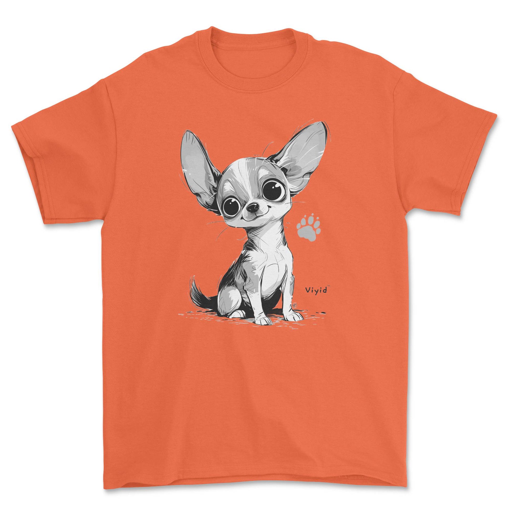 paw print chihuahua adult t-shirt orange