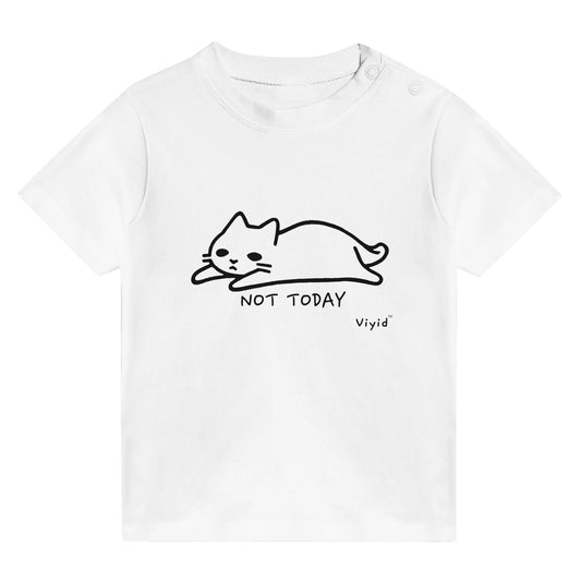 cat doodle not today baby t-shirt white