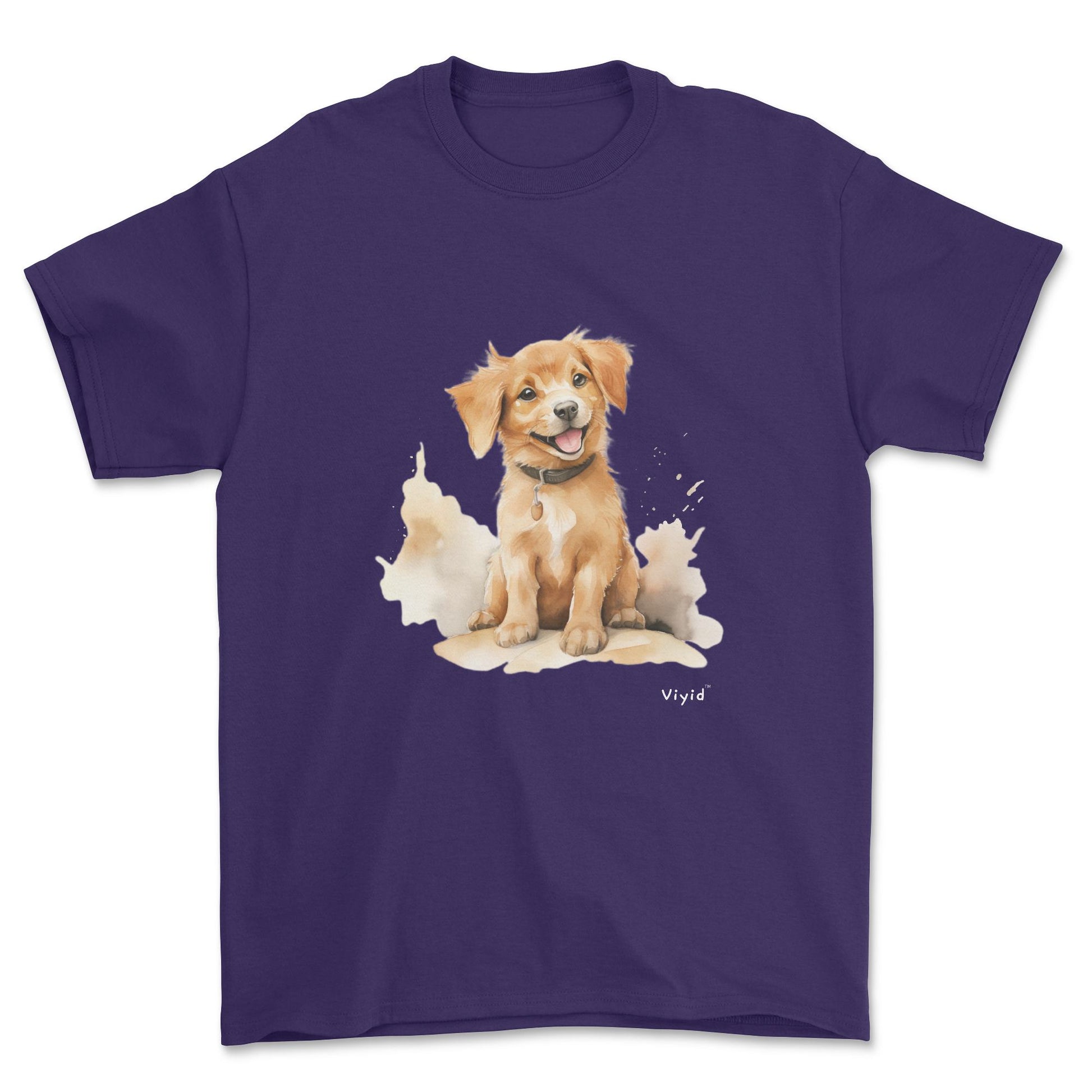 golden retriever youth t-shirt purple