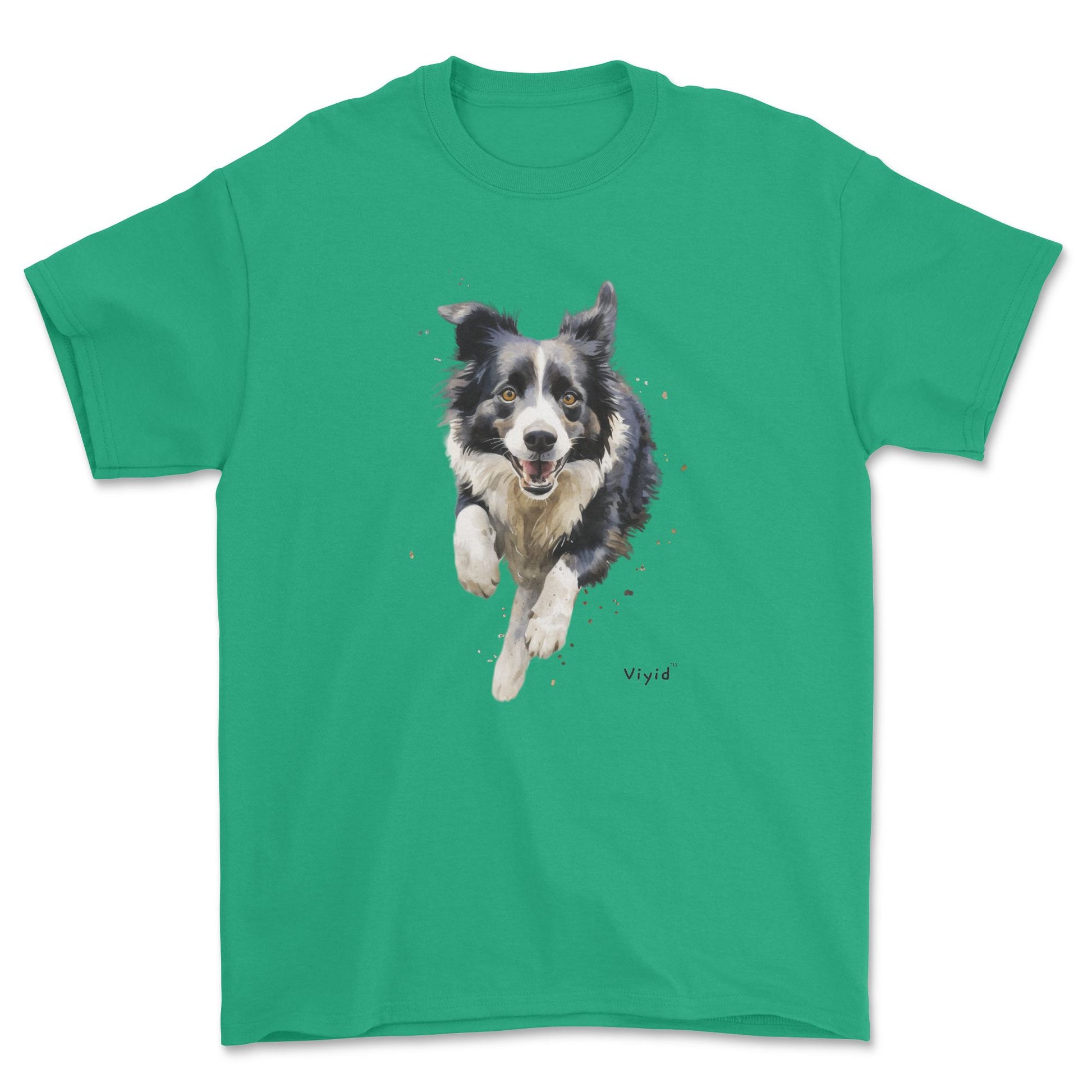 running Border Collie youth t-shirt irish green