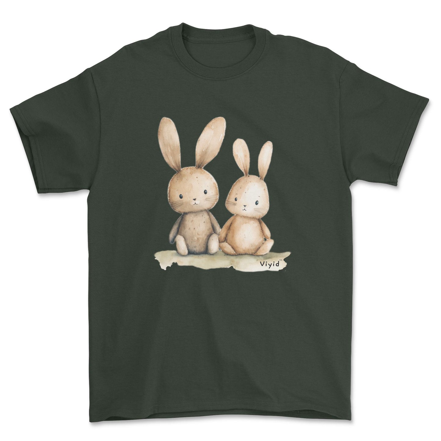 two rabbits adult t-shirt forest green